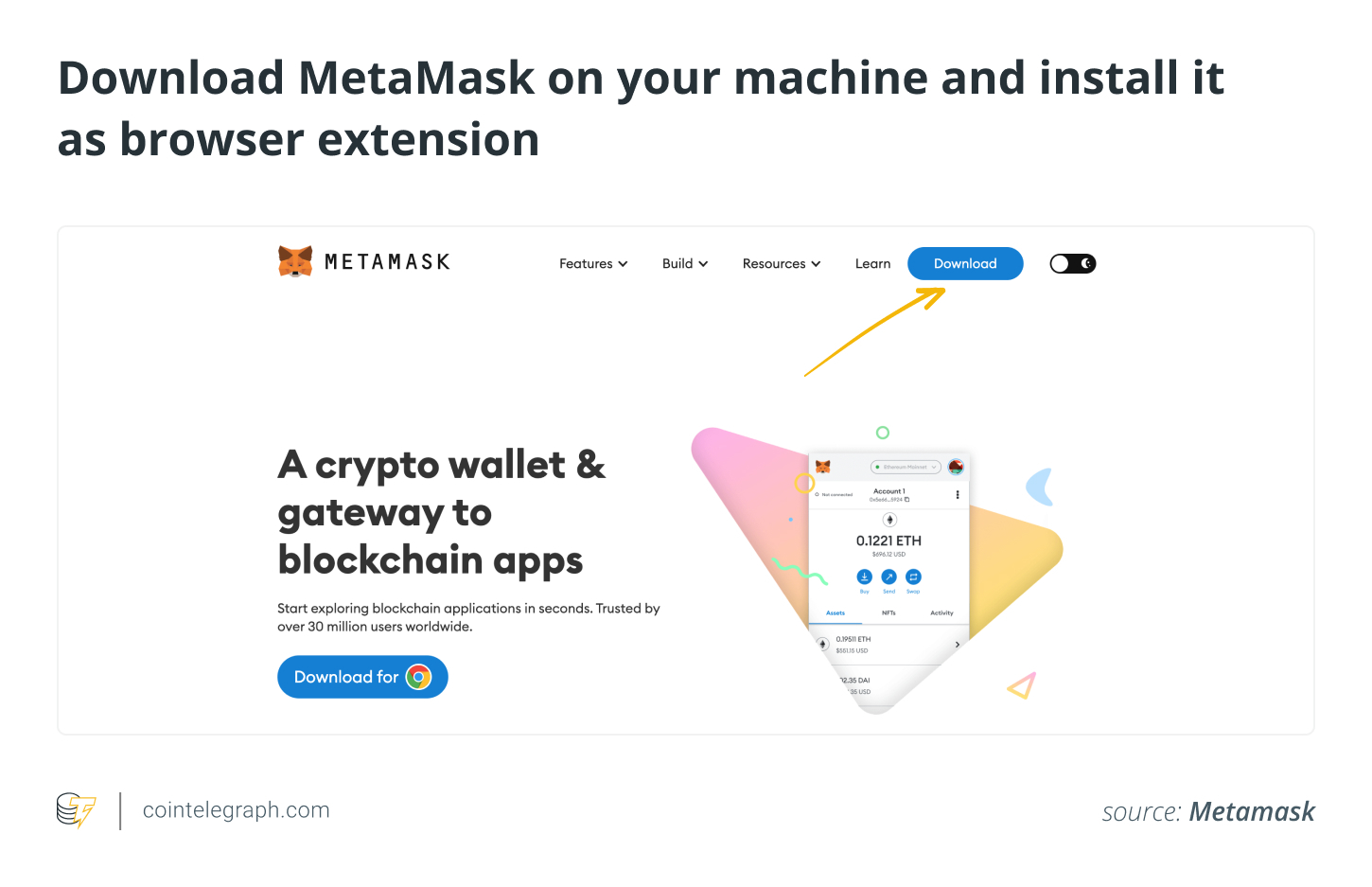 Descargue MetaMask en su máquina e instálelo como extensión del navegador