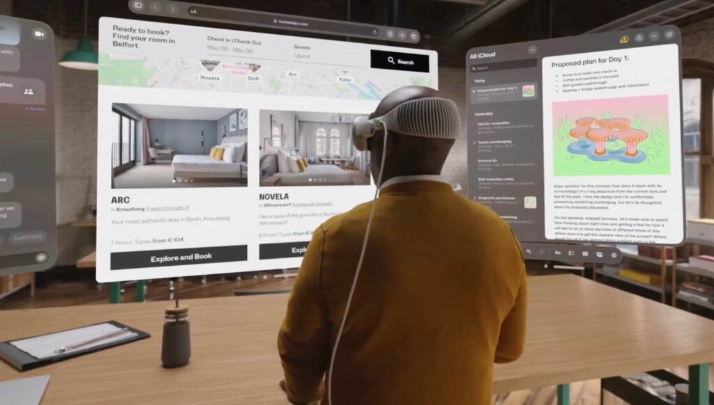 Un hombre utiliza Apple Vision Pro