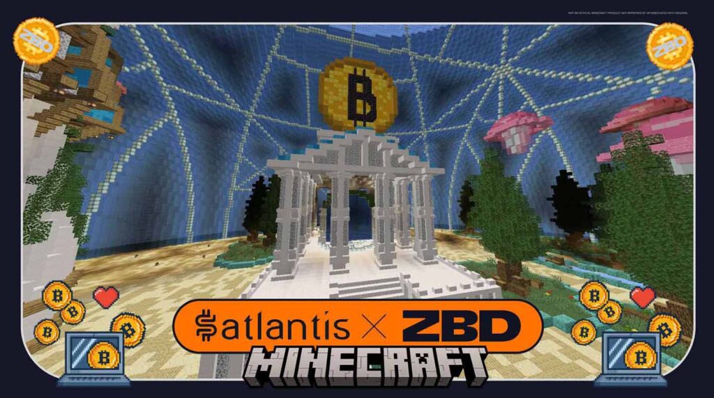 Integración de Bitcoin para Minecraft con la asociación Satlantis y Zebedee.